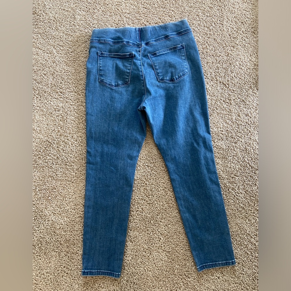 Soft Surroundings stretch pullon blue jeans distressed faded - Picture 7 of 16